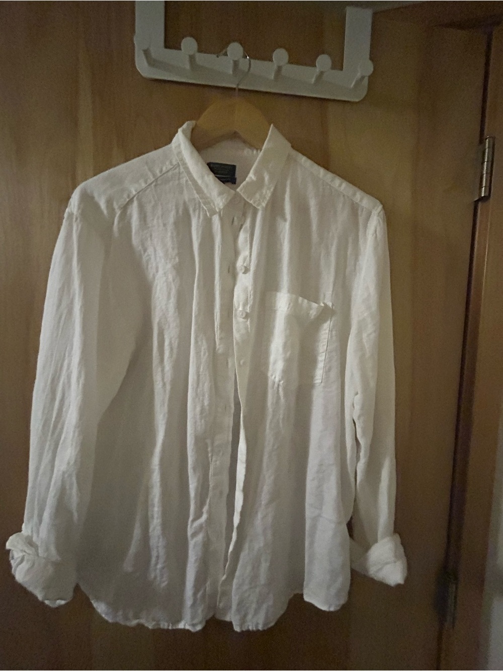 J. Crew White Long-Sleeve Linen Button-Down Shirt